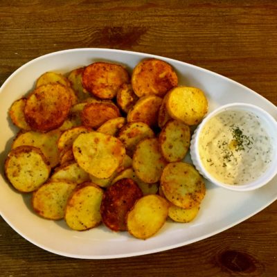 Roasted Herb Potatoes with Garlic Dill Dipping Sauce