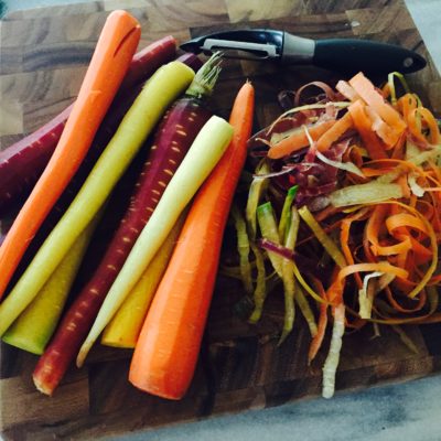 Roasted Tri-Colored Carrots with Honey-Ginger Glaze & Goat Cheese