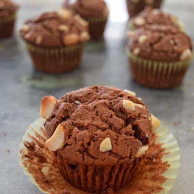 White Chocolate Macadamia Nut Cacao Muffins