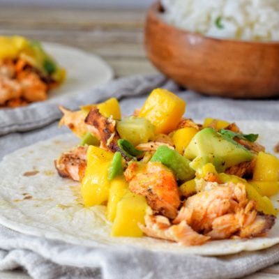 Blackened Salmon Tacos with Mango Avocado Salsa