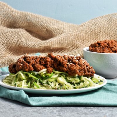 Zoodles with Black Bean Meat Sauce