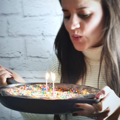 Peanut Butter Brownie Birthday Skillet