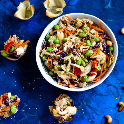 Asian Cashew Chicken Salad Wontons