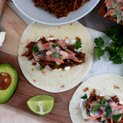 Slow Cooker Honey Pork Tacos with Pomegranate Slaw