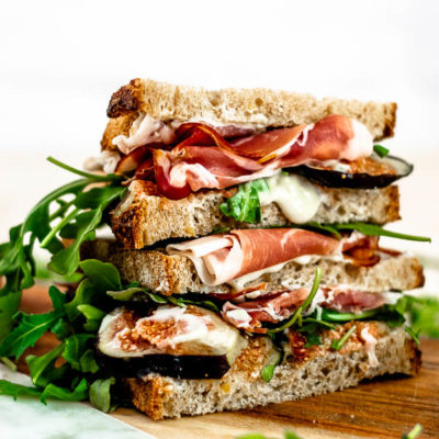 Fig and Prosciutto Sandwiches with Honey Gorgonzola Spread