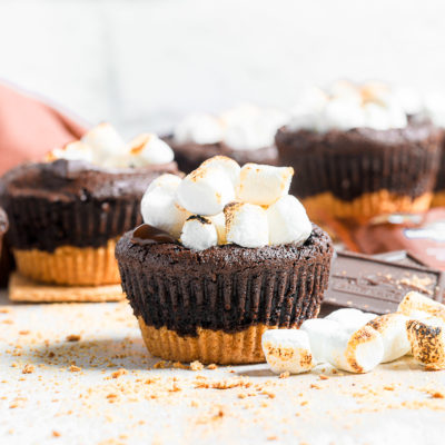 Dark Chocolate S’mores Brownie Cupcakes