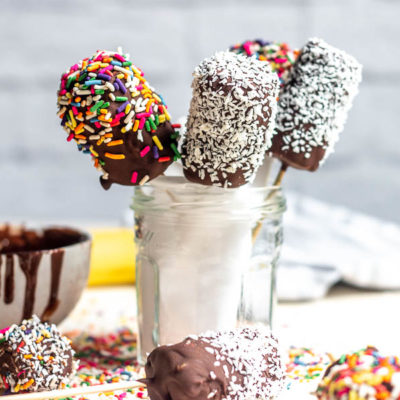 Chocolate Covered Peanut Butter Banana Pops