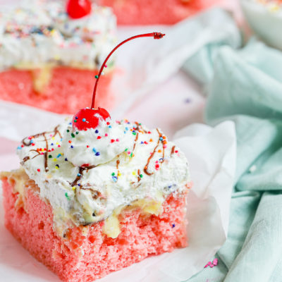 Banana Split Poke Cake