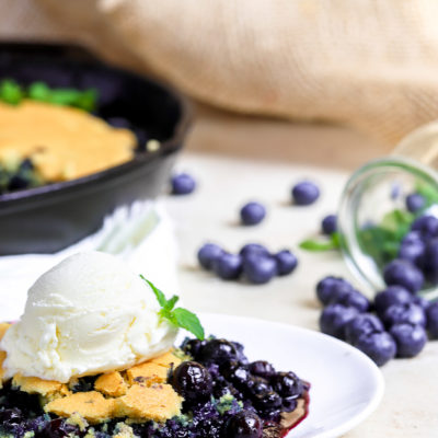 Blueberry Mint Cornbread Cobbler