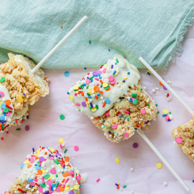 Funfetti Rice Krispies Treat Ice Cream Sandwich Pops