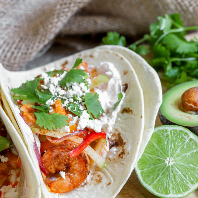 Blackened Shrimp Tacos with Sweet Pepper Slaw