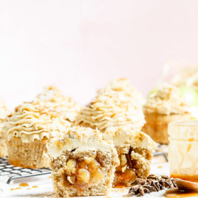 Apple Pie Stuffed Chai Spiced Cupcakes