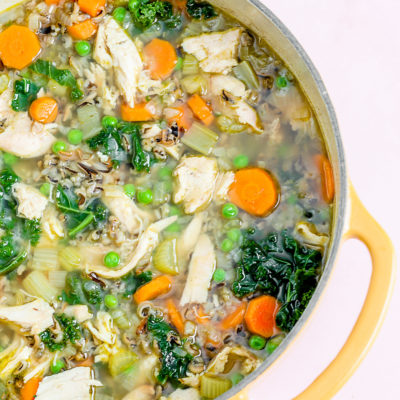 Leftover Turkey Soup with Kale and Wild Rice