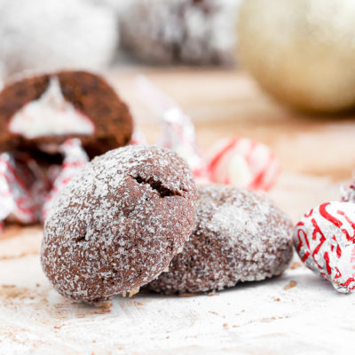 Chocolate Peppermint Surprise Kiss Cookies