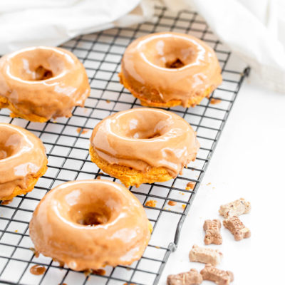 Peanut Butter Glazed Sweet Potato Doggy Donuts