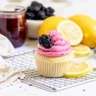Lemon Lavender Cupcakes with Blackberry Buttercream