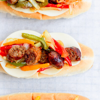 Air Fryer Sausage Peppers and Onions Sandwiches